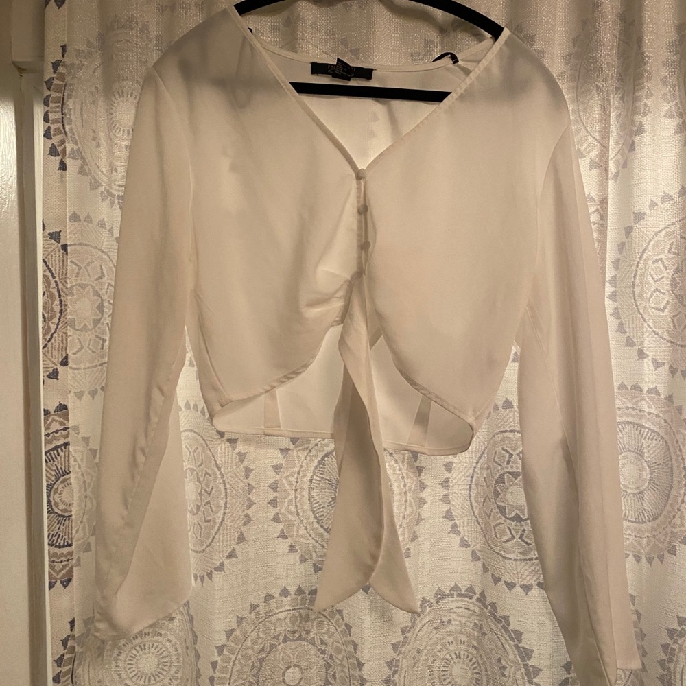 Crop tie long sleeve shirt